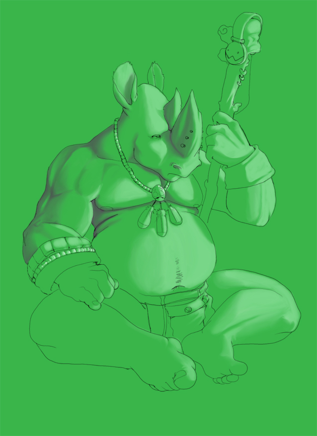 chubby fat horns loincloth male monochrome piercing rhino solo therghu topless tribal underwear
