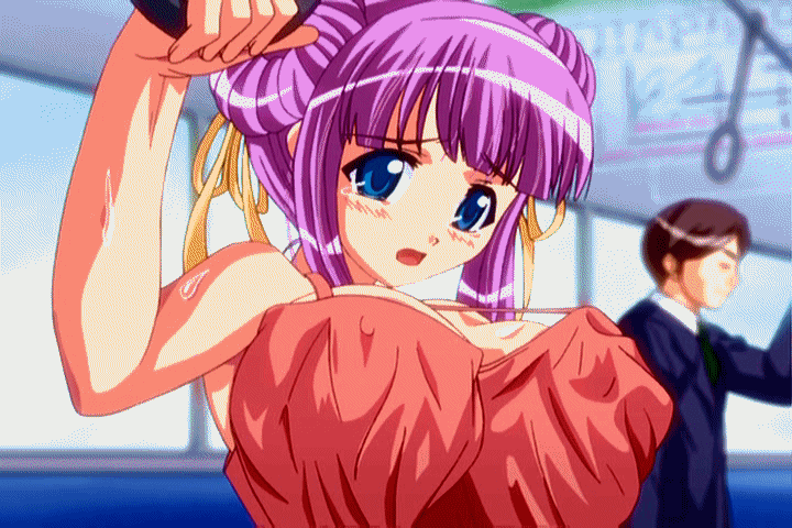 :o akaza animated animated_gif arm_up bangs black_hair blue_eyes blunt_bangs blush bouncing_breasts breast_grab breast_lift breasts bust chikan cleavage closed_eyes double_bun erect_nipples eyes_closed formal gif gif_artifacts grabbing groping hair_ribbon hand_under_clothes hands_under_clothes hands_under_clothing henshin! large_breasts living_clothes looking_down open_mouth purple_hair ribbon shiny shiny_hair short_hair standing suit tears train train_interior under_clothes upper_body window