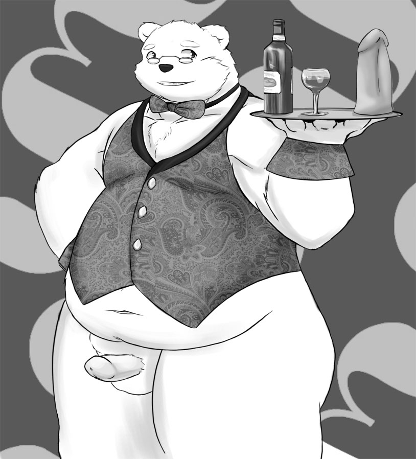 bear bottomless chest_tuft chubby classy fat glasses invalid_tag male morbidly_obese paran0id42 polar_bear solo waiter