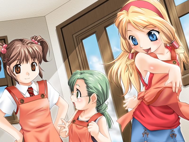 3girls an*tique antique apron game_cg kami_tama_~kami-sama_no_tamago~ kamitama kanan_(kami_tama) kanan_(kamitama) mao_(kami_tama) mao_(kamitama) multiple_girls suzune_(kami_tama) suzune_(kamitama) yukishiro_yoshi