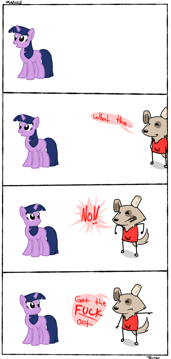 canine comic dialog dog english_text equine female feral friendship_is_magic horn jinxed jjiinx jjiinx_(character) male mammal my_little_pony plain_background syynx text twilight_sparkle_(mlp) unicorn webcomic white_background