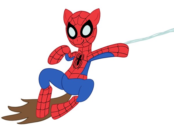 arachnid arthropod brown_hair equine friendship_is_magic hair horse mammal marvel my_little_pony plain_background pony solo spider spider-man spiderman spidermare unknown_artist webslinging white_background