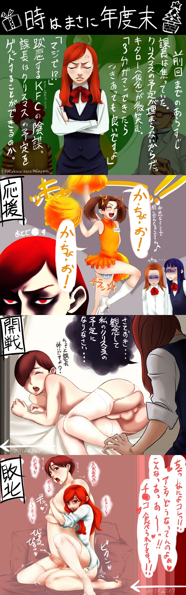 anal androgynous ass blush boy cheerleader crossdress crossdressing cum ejaculation erecrion erection highres long_image male male_focus nylons penis red_hair saliva srockings stockings tall_image testicles thighhighs translation_request trap yaoi
