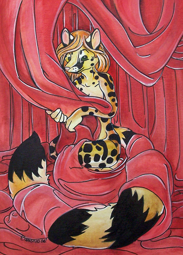 curtains feline female mairona nude ringtail shy solo ursula_husted
