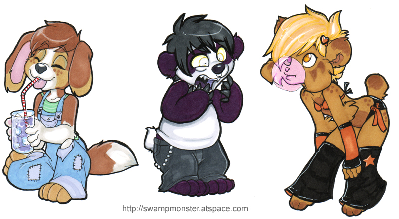 canine chibi cute dox feline female holly_massey klar lynx panda panda_dox