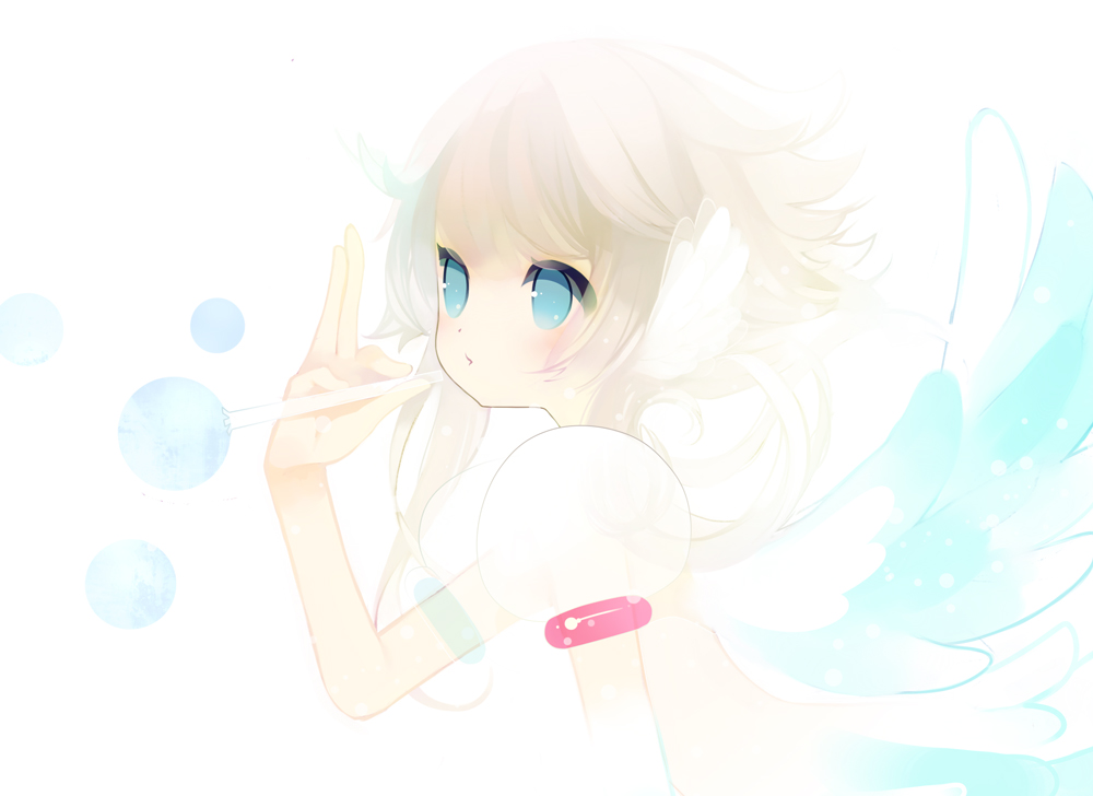 blonde_hair blue_eyes bubble original puti_devil solo wings