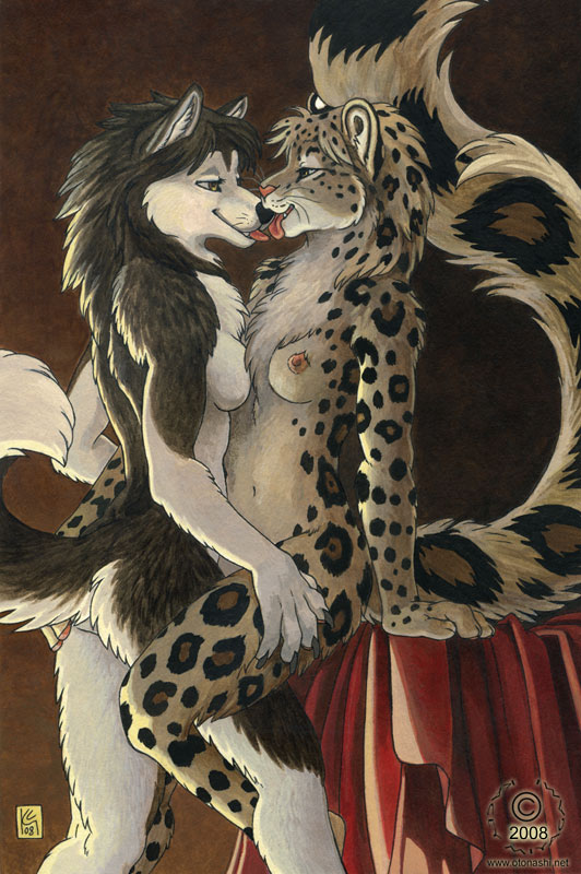 asia breast_squish canine chest_tuft couple dog feline female husky kacey kissing lesbian miki sex snow_leopard
