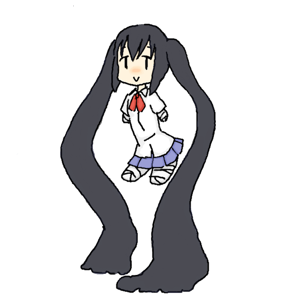 :&gt; amputee bandages black_hair k-on! nakano_azusa nanana3317 school_uniform solo twintails what