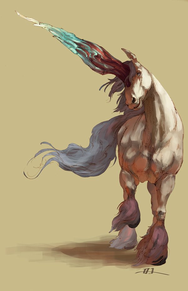 equine female feral hooves horns magic murayama_ryota solo unicorn