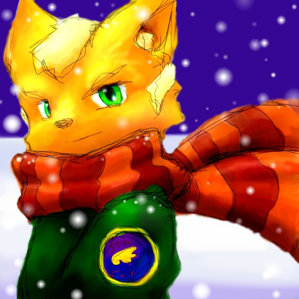 canine cute fox fox_mccloud hatsuyuki_omedetou_gozaimasu male scarf snow solo star_fox video_games