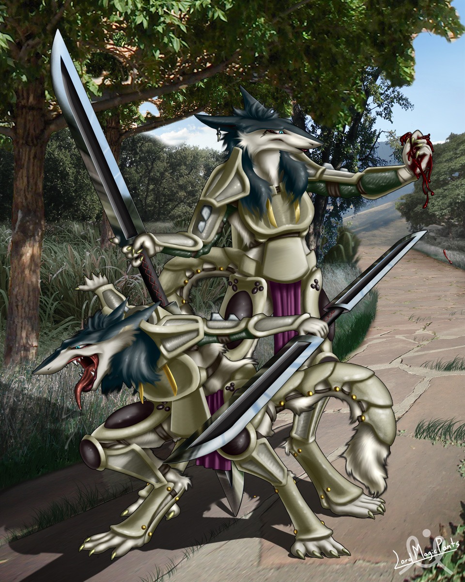 armor blood chiral_sisters female freel lord_magicpants niox sergal weapon