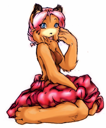 cute feline female klar lynx nude sarah_jaffe skirt solo topless