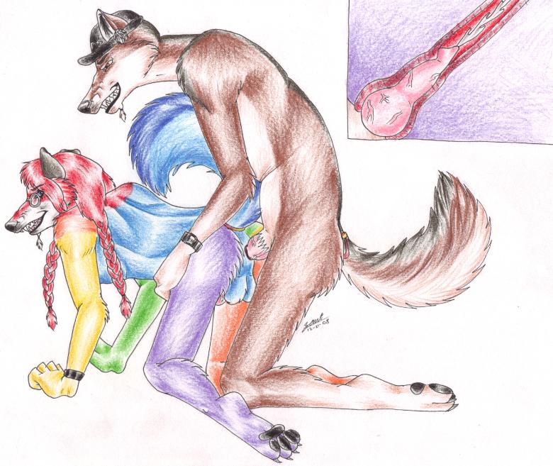 anal anal_penetration canine cum cum_inside doggy_position from_behind gay glasses hat icen knot male nude penetration rainbow raised_tail tail