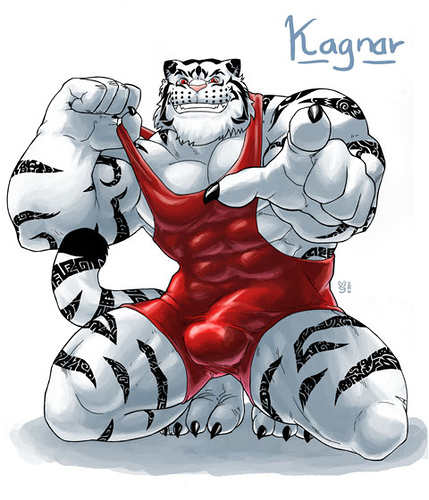 demon feline kagnar muscles solo tiger white_tiger