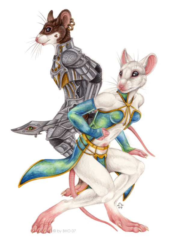2007 armor bloodhound_omega breasts couple everquest fantasy female loincloth male rat ratonga rodent saminaya sheirah silk skimpy small_breasts sword underwear weapon