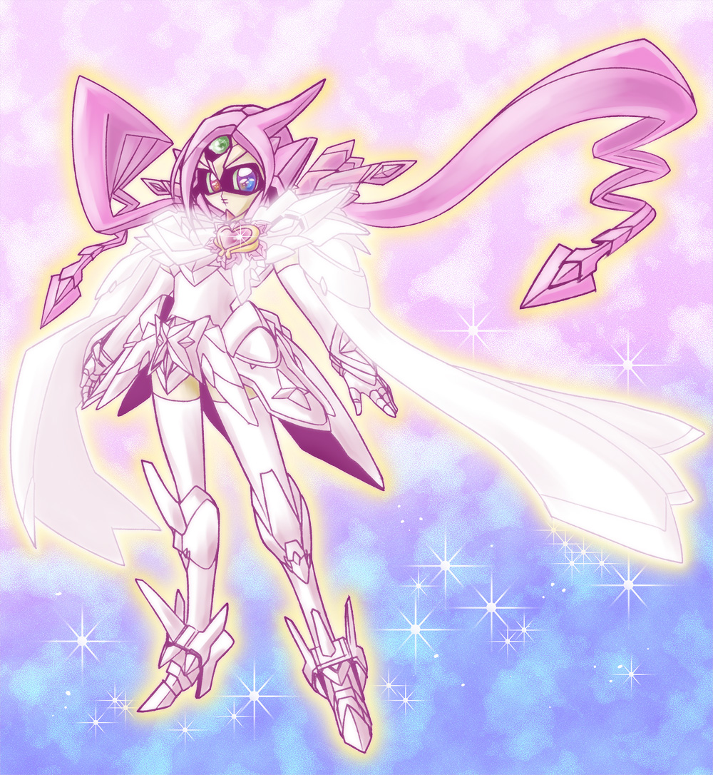 bad_id bad_pixiv_id cape elbow_gloves fusion gloves gundam heartcatch_precure! mecha mugen_silhouette no_humans parody pink_hair precure solo thighhighs