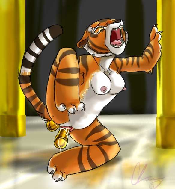 breasts dildo feline female keishinkae kung_fu_panda master_tigress pussy sex_toy solo tiger
