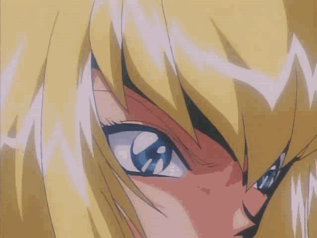 90s animated animated_gif backflip blonde_hair breasts burn-up burn-up_w gloves jumping kinezono_rio long_hair nipples panties police police_uniform policewoman ponytail screencap skirt solo thighhighs torn_clothes underwear uniform
