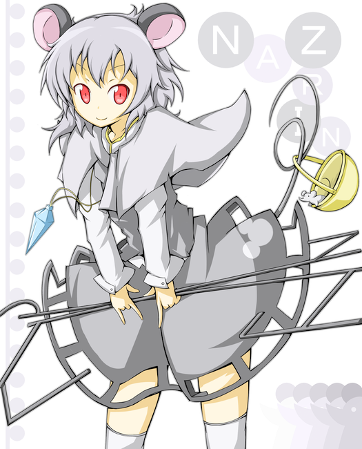 animal_ears grey_hair karamoneeze mouse_ears mouse_tail nazrin red_eyes solo tail thighhighs touhou