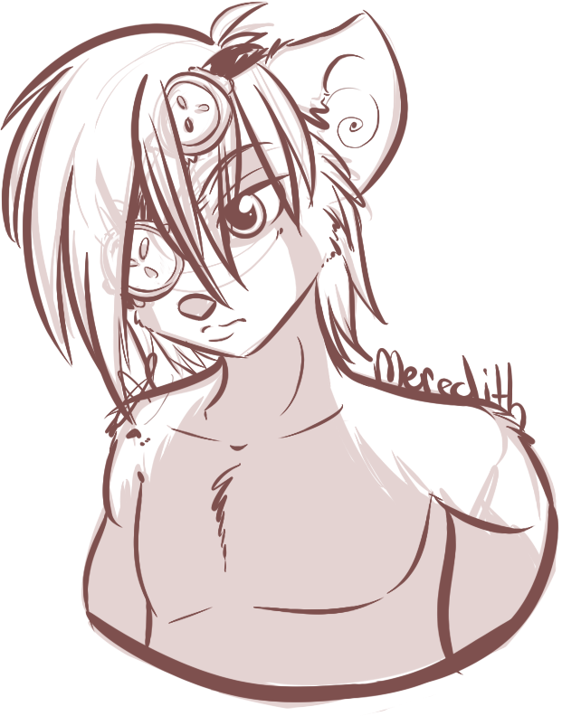 ashi bust goggles male meredith monochrome red_panda solo