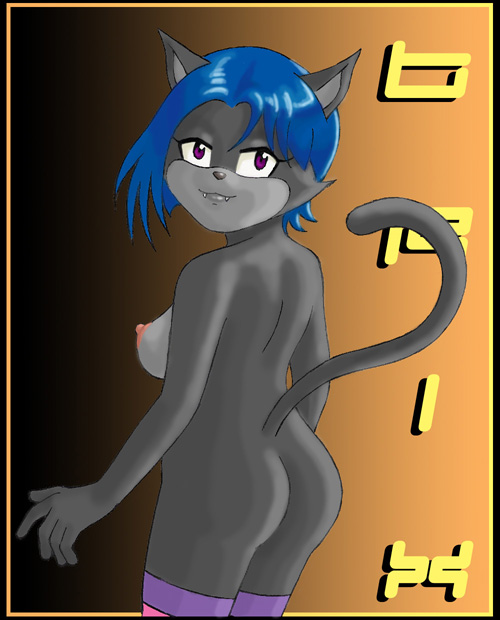 breasts butt cat fang feline female hair liono looking_at_viewer mobian nude purple_eyes short_hair solo sonic_(series) tail trix_the_cat