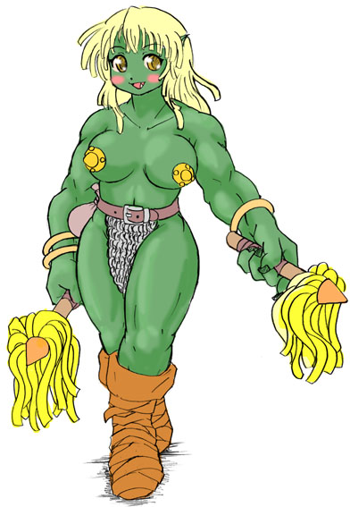 breasts cheerleader female orc solo unknown_artist