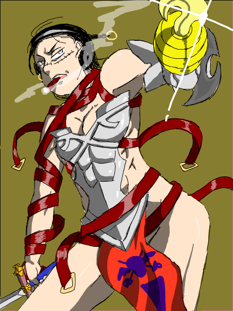 armor cigar genderswap hook_hand muscle one_piece sir_crocodile sword weapon