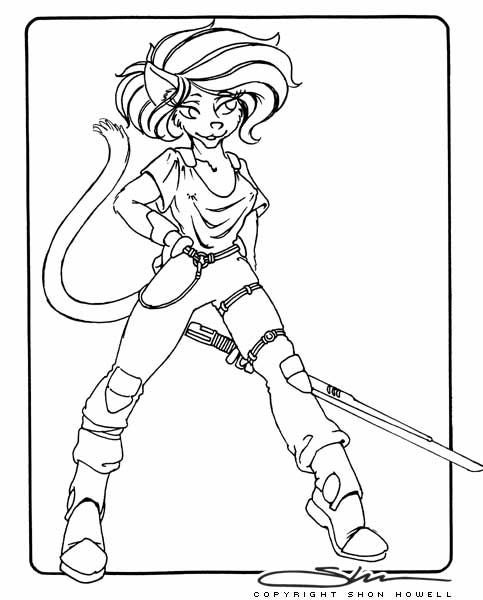 cat feline female shon_howell solo sword warrior weapon