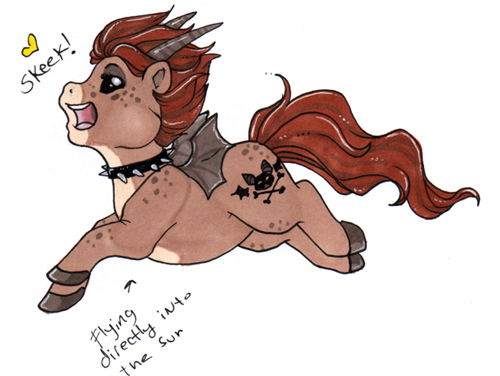 &hearts; collar cute equine feral holly_massey hooves horns horse male my_little_pony pony skade solo spiked_collar tail wings