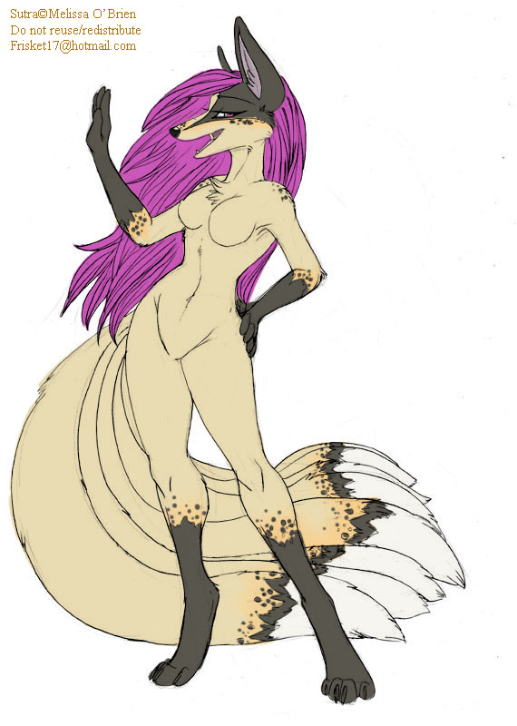 canine female fox kitsune melissa_o'brien multiple_tails nude paper_doll solo sutra tail