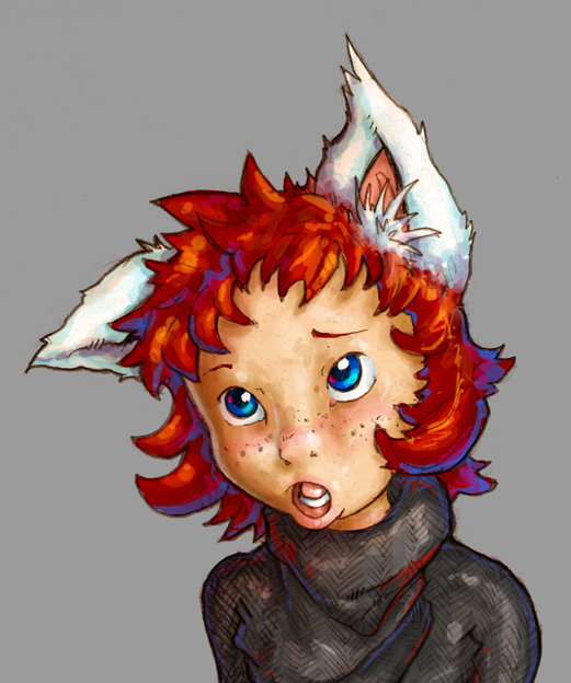 catgirl female freckles ginger jez mellis red_hair solo sweater young