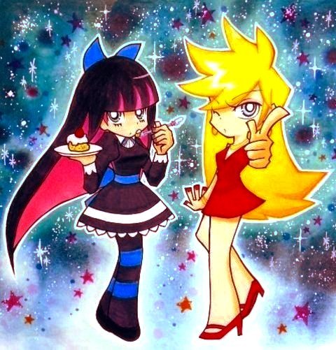 dress food goth gothic panty_&amp;_stocking_with_garterbelt panty_(character) panty_(psg) stocking_(character) stocking_(psg) wink