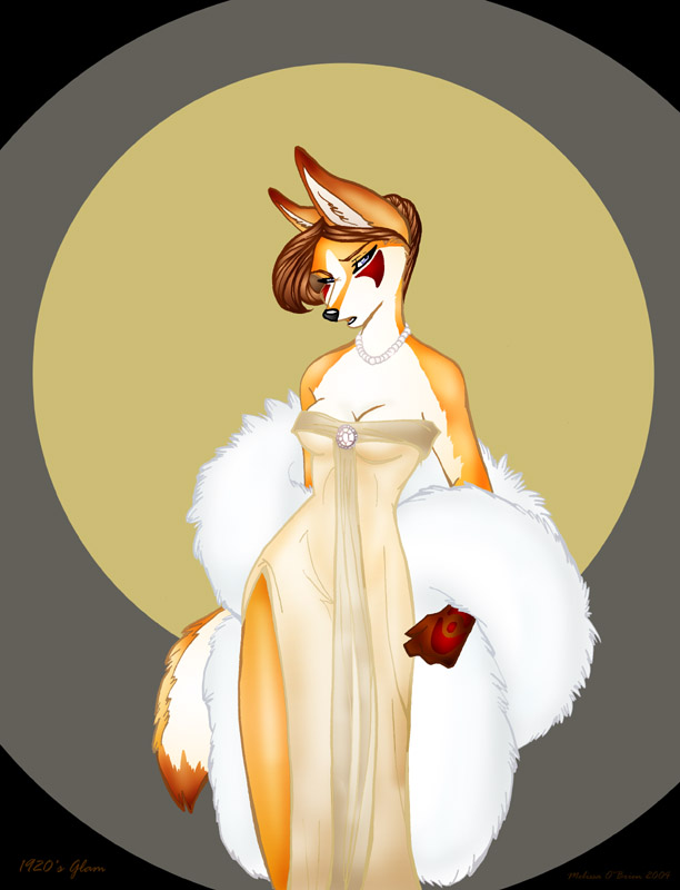 1920s 2004 canine classy dress female frisket fur glamour melissa_o'brien pearls silk solo stole