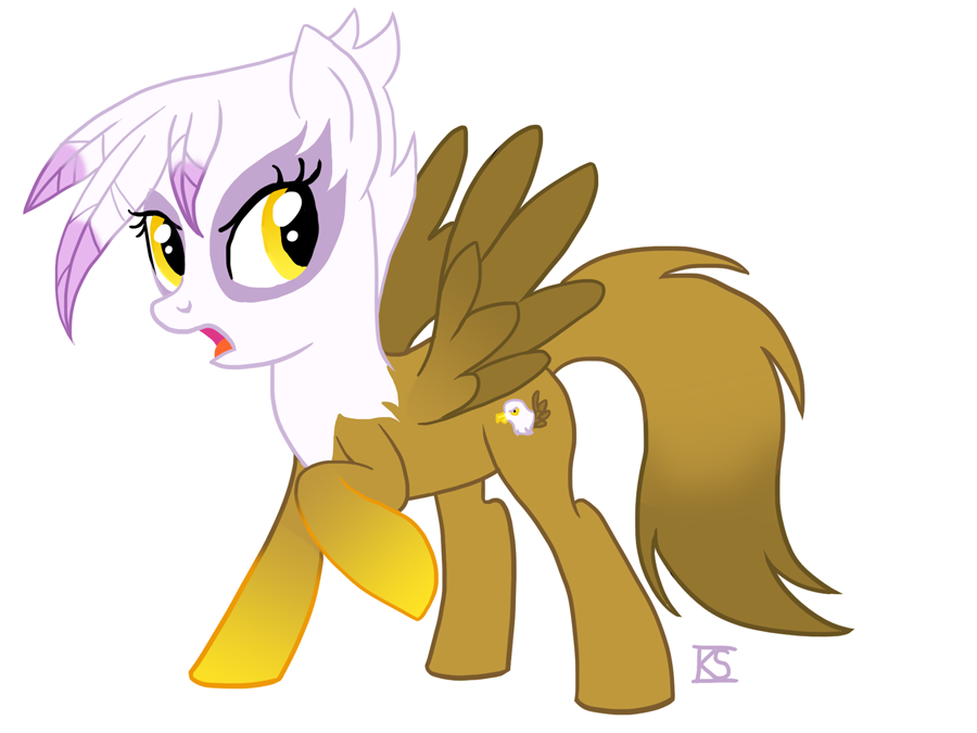 brown brown_fur equine female feral friendship_is_magic fur gilda_(mlp) gryphon horse mammal my_little_pony pegasus plain_background ponification pony solo unknown_artist white white_background white_feathers wings yellow_eyes