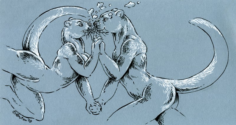 &hearts; bubbles couple female heather_bruton male nude otter straight swimming underwater