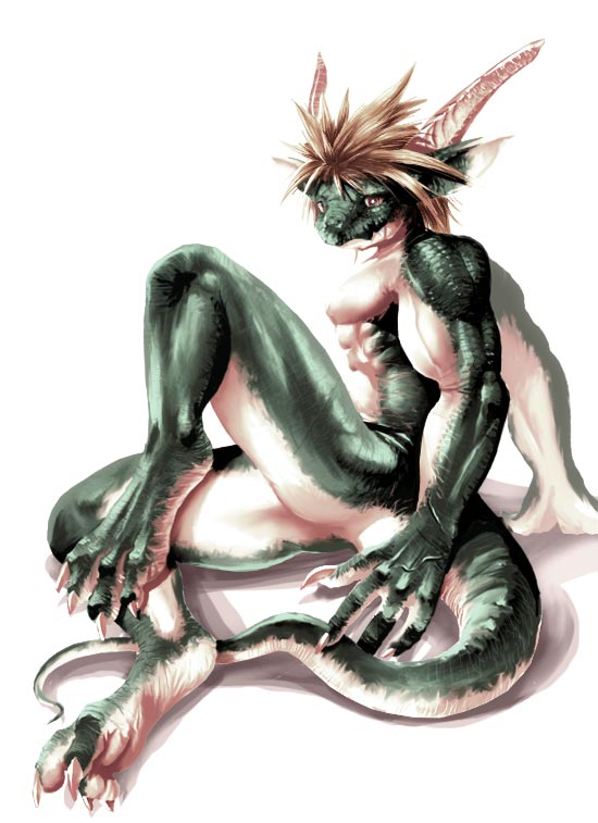 dragon green kokuryu male muscles nude scalie solo