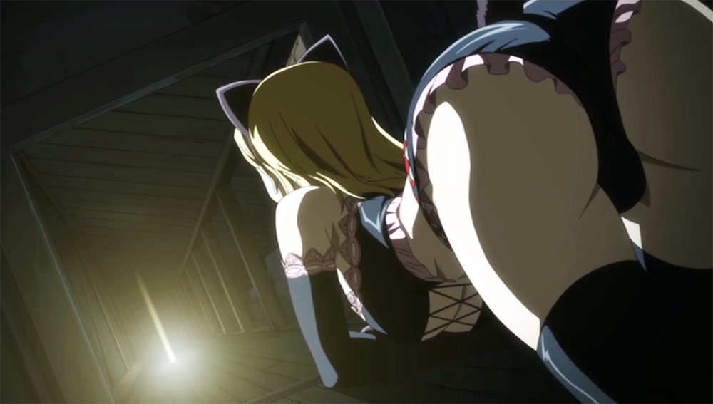 all_fours ass bent_over blonde_hair breasts cap cat_ears cat_girl cat_tail cleavage clouds fairy_tail large_breasts light lucy_heartfilia