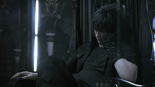 3d animated animated_gif final_fantasy final_fantasy_versus_xiii final_fantasy_xv gif glove gloves jacket lowres male male_focus noctis_lucis_caelum sitting