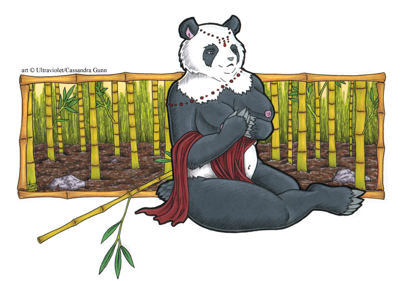 bamboo bear breasts chubby female nude outside panda solo ultraviolet