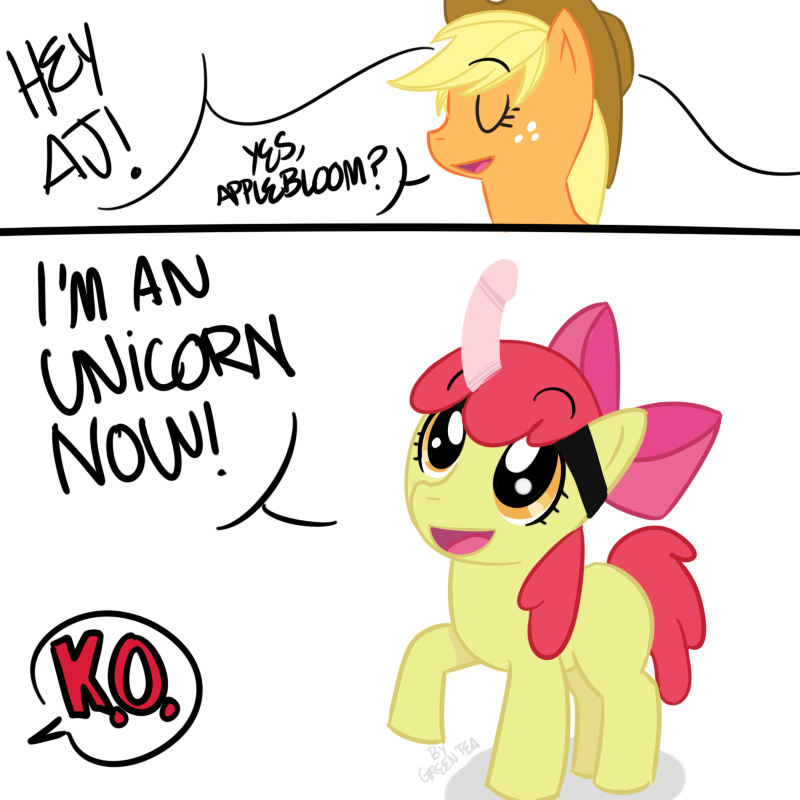 apple_bloom_(mlp) applebloom_(mlp) applejack_(mlp) apply_directly_to_the_forehead comic cub cute dickhorn dildo equine female feral friendship_is_magic funny horse humor innocent mammal mlp my_little_pony na&#239;ve plain_background pony sex_toy strapon unknown_artist white_background young