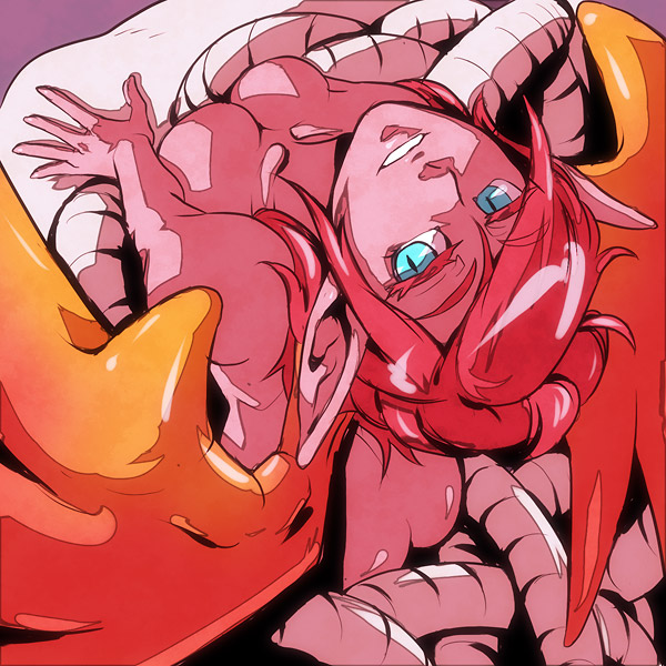 ass blue_eyes breasts butt_crack carmilla castlevania demon_girl from_above monster_girl pointy_ears red_hair red_skin tentacle wings