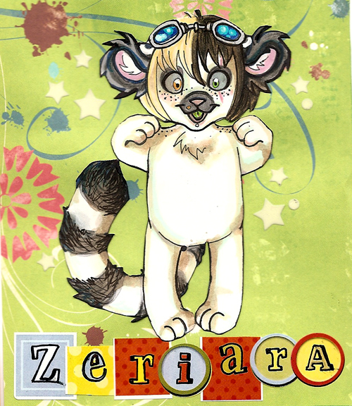 albino chival female goggles hair heterochromia lemur short_hair solo tail tongue zeriara_(character)