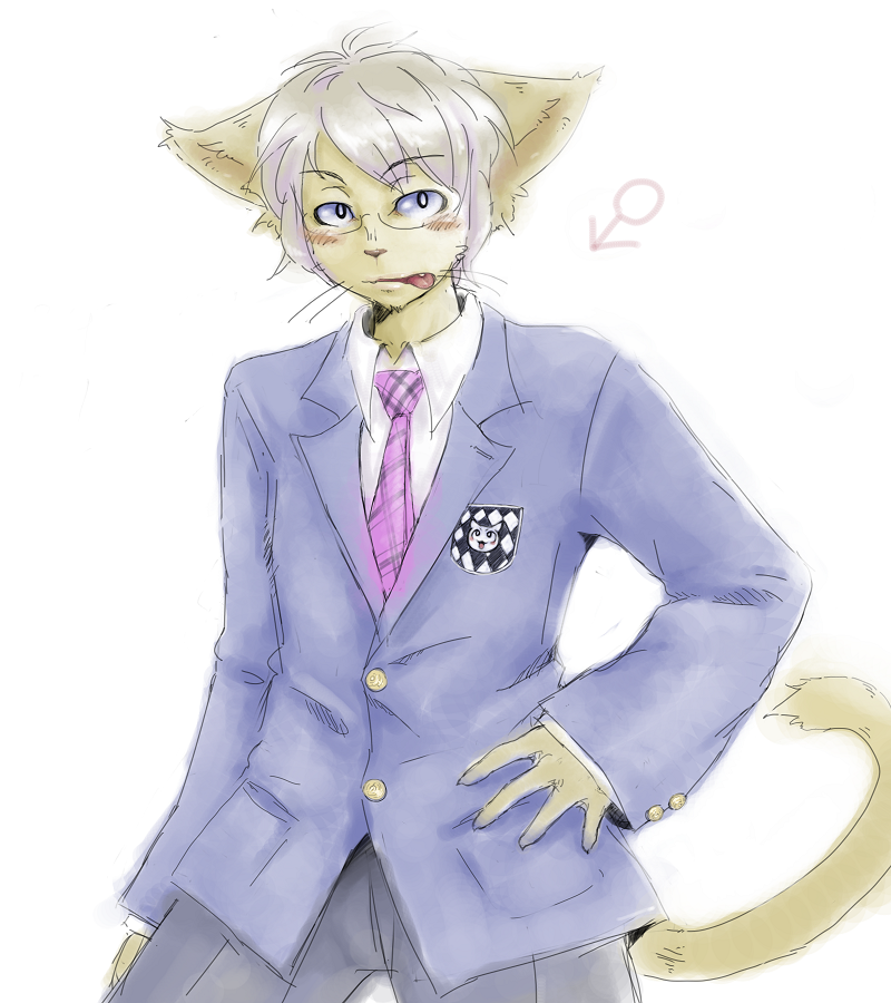 :p blush cat feline glasses nekonohige school_uniform schoolboy