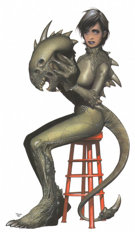 chair cosplay costume dragon female lady monster scalie sitting solo spikes stool suit travis_charest