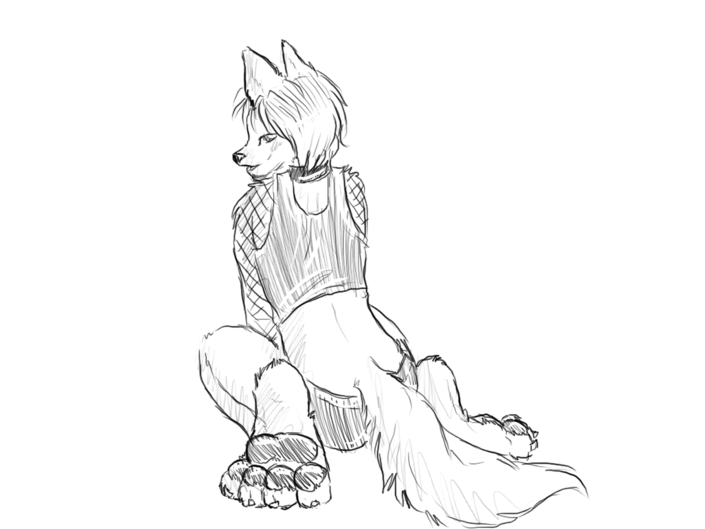 canine catenatus crossdressing fishnet hindpaw invalid_tag male sabuteur solo tame tank_top teasing wingspiral wolf