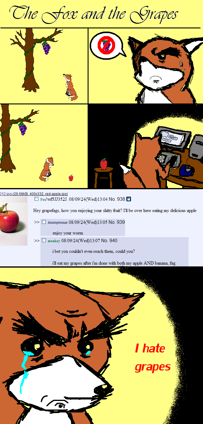 canine comic crying english_text feral fox fruit humor humour imtrollingyou mammal parody sour_grapes text the_truth unknown_artist
