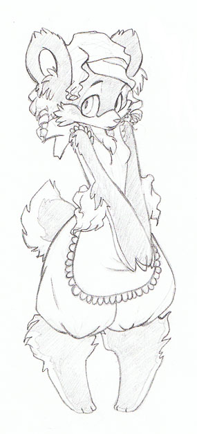 bear cute female fluff fur maid maid_uniform sefeiren sketch solo