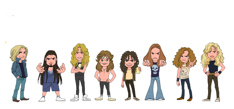 buttercup_(artist) chibi cliff_burton dave_mustaine facial_hair james_hetfield jason_newsted kirk_hammet lars_ulrich metal metallica mustache robert_trujillo rock sd vector