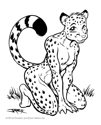 breasts cheetah cute feline female joe_rosales kneeling nude shy small_breasts solo