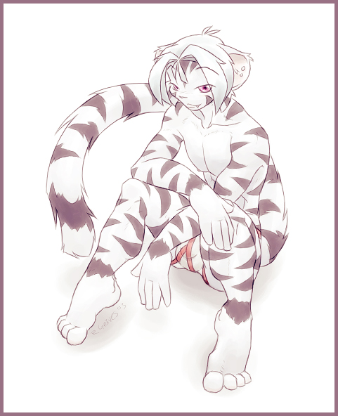 bulge fang feline male piercing sneakerfox solo tiger underwear white_tiger